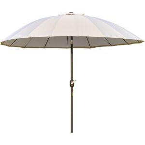 Outsunny Ombrellone da Giardino e Terrazza con Manovella, 18 Stecche e Testa Inclinabile, Ф255x240cm Crema