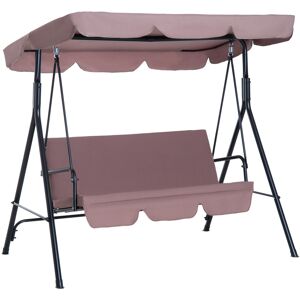 Outsunny Dondolo da Giardino a 3 Posti con Tettuccio Parasole Inclinabile in Acciaio 172 × 110 × 153cm Marrone