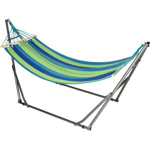 Outsunny Supporto con Amaca Autoportante Pieghevole, Amaca in Cotone e Struttura in Acciaio, Capacità max. 120kg,  270x100x94cm