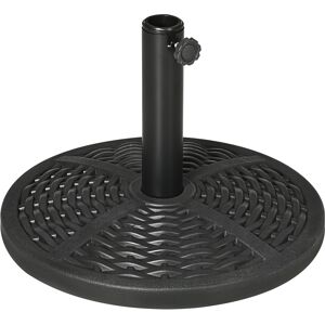 Outsunny Base per Ombrellone da Giardino Rotonda Effetto Rattan Ø45cm Peso da 9.5kg, Nero