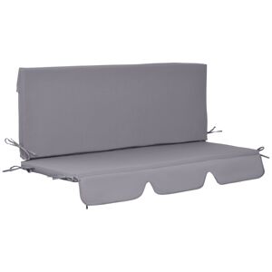 Outsunny Cuscini da Esterno per Dondolo da Giardino 3 Posti con Lacci, 2 Pezzi da 130x45x5 cm, Grigio