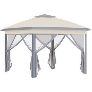 Outsunny Gazebo Pieghevole con Zanzariera e Doppio Tettuccio, 330x330x288cm, Beige