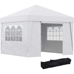 Outsunny Gazebo Pieghevole 3x3 m con Altezza Regolabile, con Design Pop Up e Finestre, Bianco