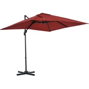 Outsunny Ombrellone da Giardino con Angolazione Regolabile su 5 Livelli e Rotazione a 360°, 245x245x248 cm, Rosso