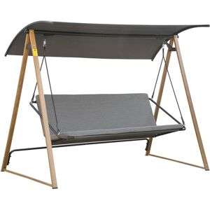 Outsunny Dondolo da giardino 3 posti con Tettuccio regolabile in acciaio, 224x133x173cm, grigio