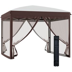 Outsunny Gazebo da Giardino con Zanzariera e Borsa da Trasporto con Ruote, 300x300x270 cm, color Crema