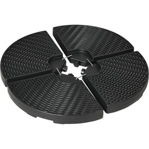 Outsunny Base per Ombrellone a Braccio da 4 Pezzi in HDPE Riempibili con Acqua e Sabbia, Ø100x8 cm, Nero