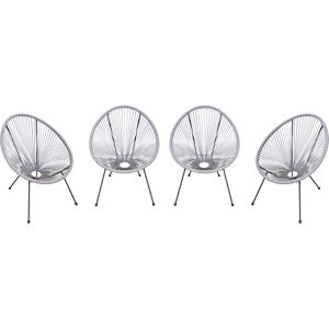 Outsunny Set di 2 Sedie da Giardino Ovali in Rattan PE e Metallo Resistente alle Intemperie, Grigio Chiaro, 73x77x87cm