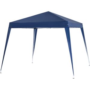 Outsunny Gazebo Pieghevole da Giardino 2.4x2.4m con Struttura in Acciaio e Corde Antivento, Blu