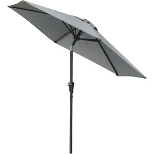 Outsunny Ombrellone da Giardino Inclinabile 2.3x2m con Apertura a Manovella e 6 Stecche, Grigio