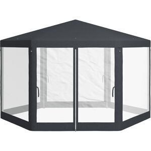 Outsunny Gazebo da Giardino Esagonale con Doppio Ingresso, in Metallo e Poliestere, 3.94x3.94x2.5 m, Grigio