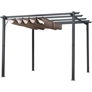 Outsunny Pergola da Giardino 3x3 m con Tettuccio Retrattile Anti UV e Telaio in Alluminio, Grigio