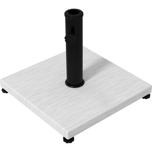 Outsunny Base per Ombrellone da 25kg in Metallo e Cemento con Effetto Legno, 45x45x33.5cm, Bianco