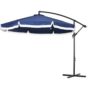 Outsunny Ombrellone Decentrato a 8 Stecche con Base a Croce, in Acciaio e Poliestere, Ø295x260 cm, Blu Scuro