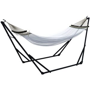 Outsunny Supporto per Amaca 120kg max con Amaca e Borsa Incluse, in Metallo, 263x89x100 cm, Nero e Bianco