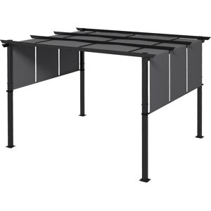 Outsunny Gazebo Pergola 3x3.5 m con 3 Tettucci Regolabili in Acciaio e Poliestere Anti UV, Grigio