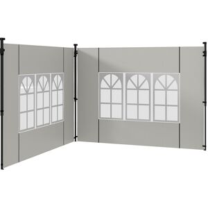 Outsunny Set 2 Pareti Laterali per Gazebo 3x3 m e 3x6m con Finestre, in PE e Plastica, 293x193 cm, Bianco