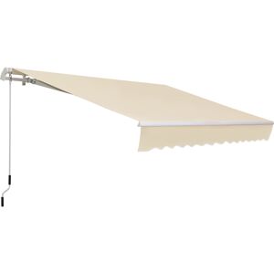 Outsunny Tenda da Sole per Esterno Avvolgibile a Bracci con Apertura a Manovella, 350x250 cm, Crema