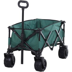 Outsunny Carrello da Giardino Carico max 70kg con Maniglia Telescopica, in Metallo e Tessuto Oxford, 108x55 cm, Verde