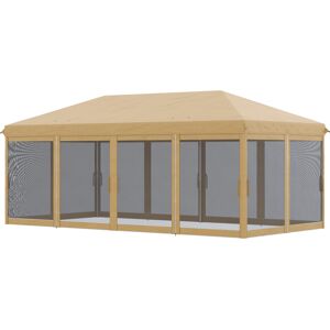 Outsunny Gazebo da Giardino 6x3m Pieghevole con Zanzariera, Altezza Regolabile e Borsa di Trasporto, Beige