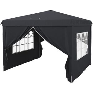 Outsunny Gazebo 3x3 ad Altezza Regolabile con Fori di Drenaggio e Borsa da Trasporto, in Metallo, Grigio