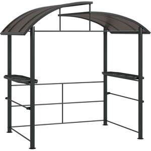 Outsunny Gazebo per Barbecue con Tetto e 2 Ripiani Portaoggetti, in Metallo e PC, 240x150x230cm, Grigio Scuro