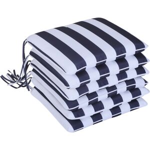 Outsunny Set 6 Cuscini per Sedia Sfoderabili 100% Poliestere, Bianco e Blu, 42x42x5cm