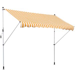 Outsunny Tenda da Sole a Bracci con Manovella, Struttura Telescopica in Metallo e Parasole in Poliestere 300x150cm Giallo e Bianco