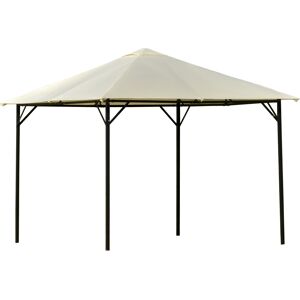 Outsunny Gazebo da Giardino in Metallo Gazebo Esterno 3x3m con Doppio Tettuccio Pieghevole, Bianco Crema