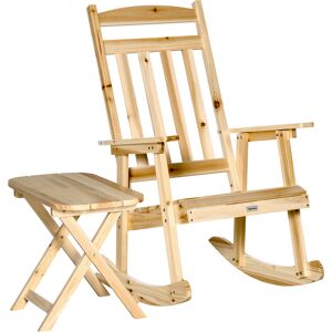 Outsunny Set 2 Pz Mobili da Giardino con Sedia a Dondolo e Tavolino Pieghevole in Legno di Abete