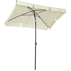 outsunny ombrellone da giardino rettangolare con inclinazione regolabile e palo in alluminio, 198x130x240cm, beige e nero