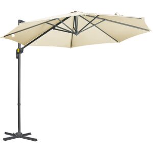 Outsunny Ombrellone da Giardino Decentrato con Angolazione Regolabile e Girevole a 360°, Ø294x248cm Bianco Crema