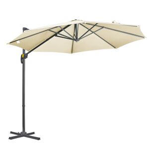 outsunny ombrellone da giardino decentrato con angolazione regolabile e girevole a 360, 294x248cm bianco crema