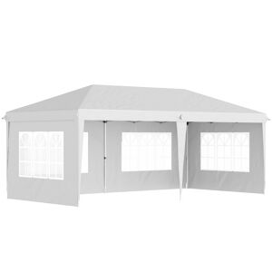 Outsunny Gazebo da esterno bianco con Finestre Regolabile in Altezza e tende Removibili 585x295x270 cm