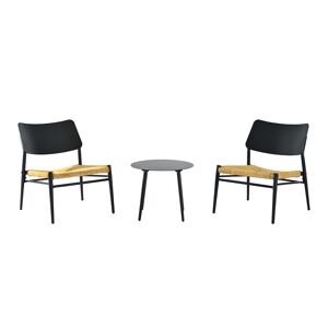 Wg Set Bistro 3 Pezzi in Alluminio e Rattan PE per Balcone, Resistente ai Raggi UV, Carico 150 kg, Nero