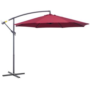 Outsunny Ombrellone da Giardino a Braccio Deluxe, Inclinabile, Manovella, Φ2.95m, Rosso Scuro, Confortevole e Pratico