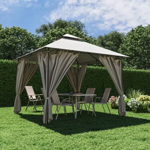 NATERIAL Gazebo Oxis in acciaio struttura grigio scuro, copertura tortora L 301 x P 298 x H 280 cm