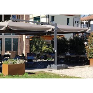 SCOLARO Ombrellone a palo decentrato Double Dark  300X300 cm con telo tortora