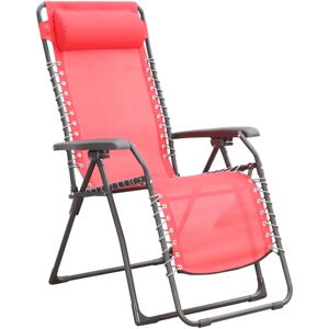 Leroy Merlin Sedia da giardino con cuscino Relax Chair pieghevole con braccioli in acciaio, seduta in textilene rosso