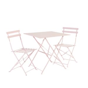 NATERIAL Set tavolo e sedie Flora  in acciaio per 2 persone,  rosa