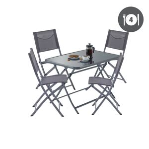 NATERIAL Set tavolo e sedie Stell  in acciaio per 4 persone,  antracite