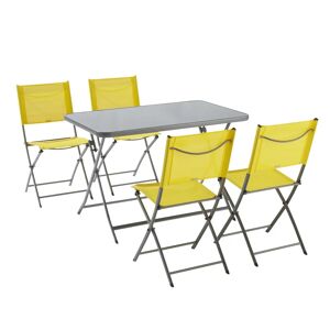 NATERIAL Set tavolo e sedie Emys  in acciaio per 4 persone,  giallo