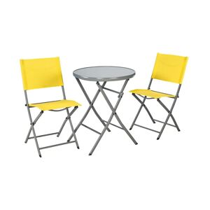 NATERIAL Set tavolo e sedie Emys  in acciaio per 2 persone,  giallo