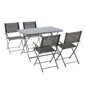NATERIAL Set tavolo e sedie Emys  in acciaio per 4 persone,  antracite