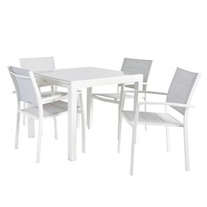 NATERIAL Set tavolo e sedie Lyra  in alluminio per 4 persone,  bianco
