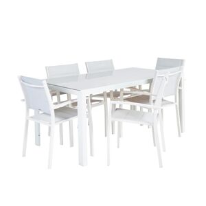 NATERIAL Set tavolo e sedie Lyra  in alluminio per 6 persone,  bianco