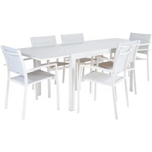 NATERIAL Set tavolo e sedie Lyra  in alluminio per 6 persone,  bianco