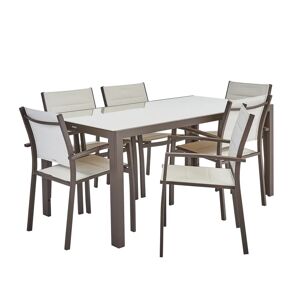 NATERIAL Set tavolo e sedie Lyra  in alluminio per 6 persone,  marrone