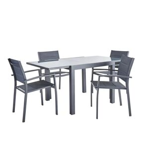 NATERIAL Set tavolo e sedie Lyra  in alluminio per 4 persone,  antracite