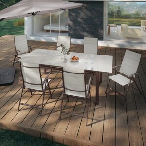 NATERIAL Set tavolo e sedie Odyssea  in alluminio per 6 persone,  marrone